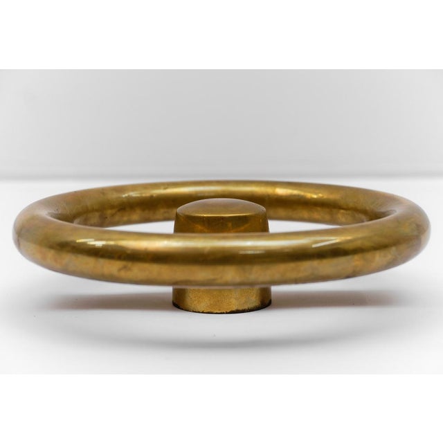 Mid-Century Modern Round Brass Safe Handle, Germany, 1950s For Sale - Image 9 of 11