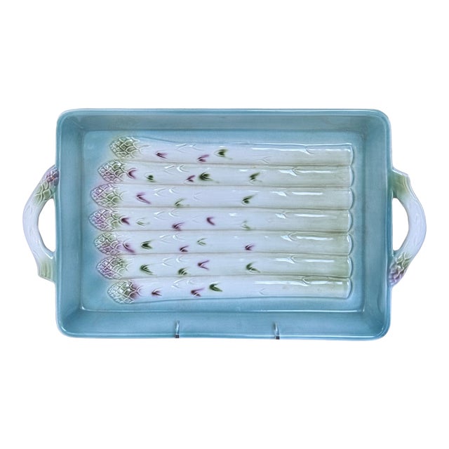 Made in Italy Vintage Asparagus Plate With Handles For Sale