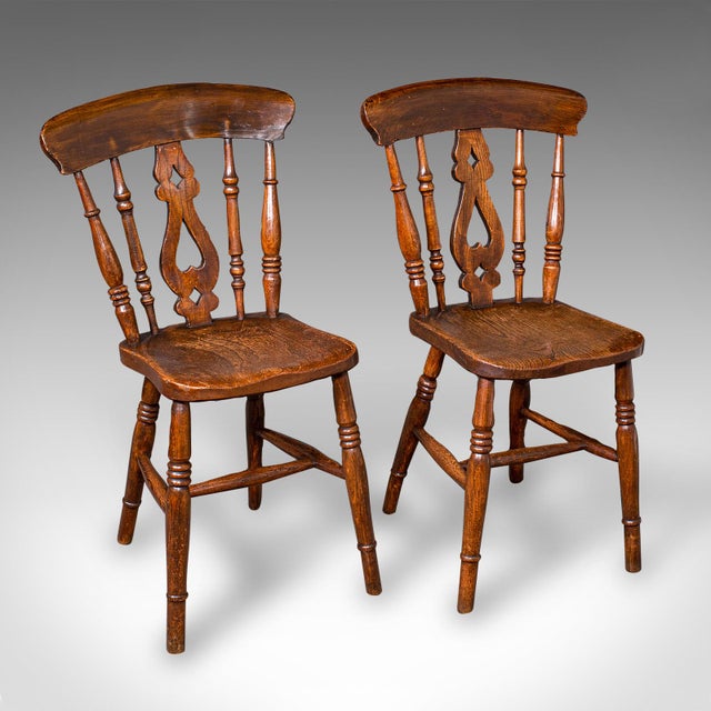 Victorian Set of 4 Antique Station Chairs, English, Country House Kitchen, Seat, Victorian For Sale - Image 3 of 10