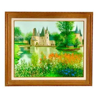 Jacques Eitel, Large French Oil Painting Chateau Jacques Eitel For Sale