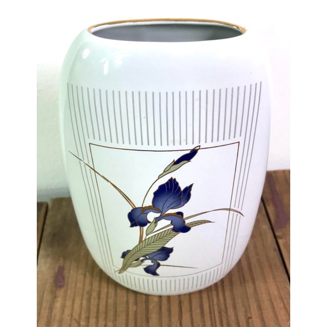 Vintage Iris Bouquet Otagiri Japan White Vase Chairish