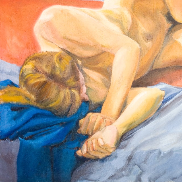 Resting Nude on Blue and Red - Patrick Ross Arnold, C. 1980s For Sale - Image 4 of 11