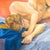 Resting Nude on Blue and Red - Patrick Ross Arnold, C. 1980s For Sale - Image 4 of 11