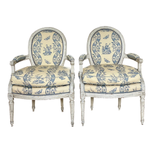 Pair of 19th Century French Louis XVI Style Bergere Chairs