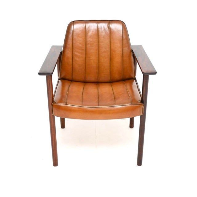 1960s Vintage Leather Armchair by Sven Ivar Dysthe for Dokka, 1960s For Sale - Image 5 of 11