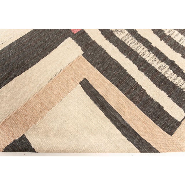 Off-white Modern Abstract Geometric Flat-Weave Kilim Rug by Doris Leslie Blau For Sale - Image 8 of 8