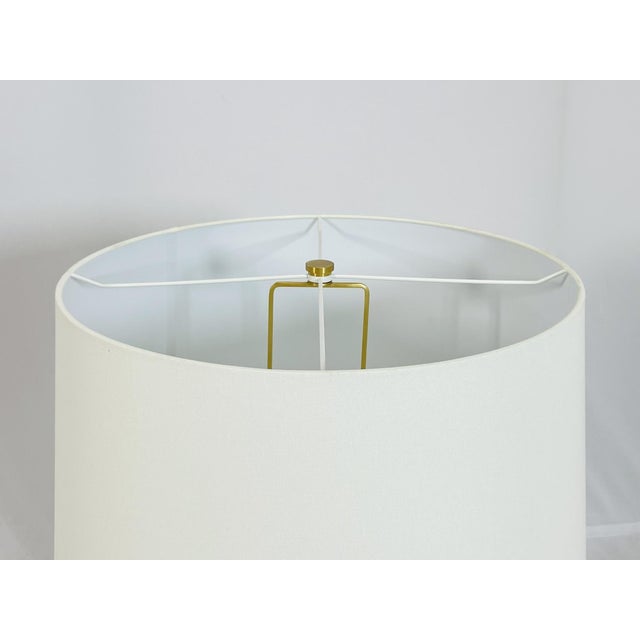 Ralph Lauren Ceramic Table Lamp With Brass Accents & White Shade For Sale - Image 15 of 16