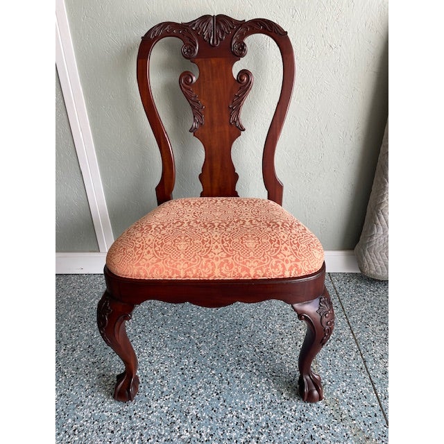 1950s Set of 6 Custom Mahogany Queen Ann Dining Chairs For Sale - Image 11 of 12