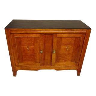 Vintage Oak and Veneer Sideboard with Gilt Handles, 1950s For Sale