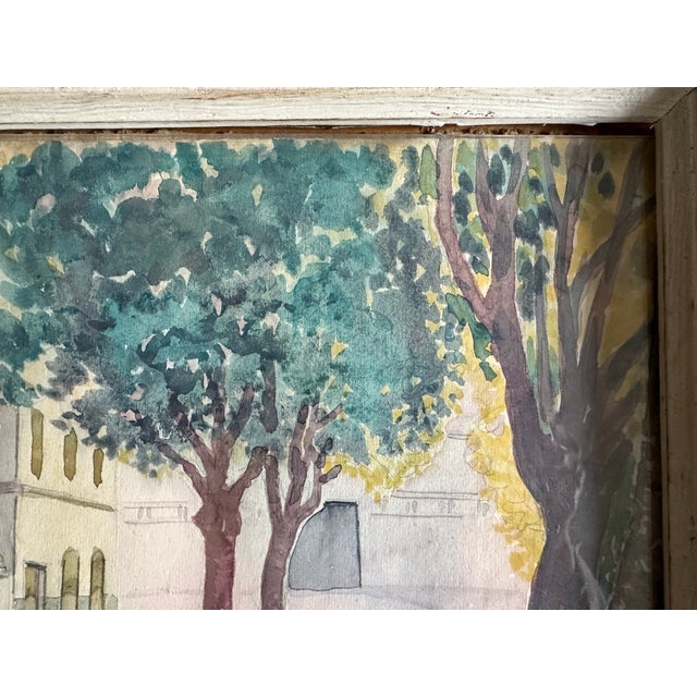 1920s Campana, a Street in Nice, 1920s, Watercolor & Glass & Wood & Paper, Framed For Sale - Image 5 of 15