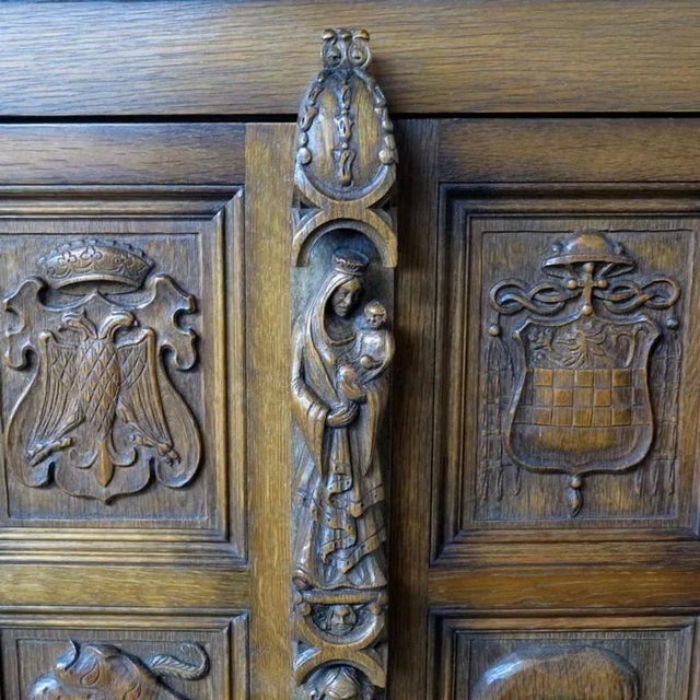 Brown Vintage Carved Buffet, 1950s For Sale - Image 8 of 15