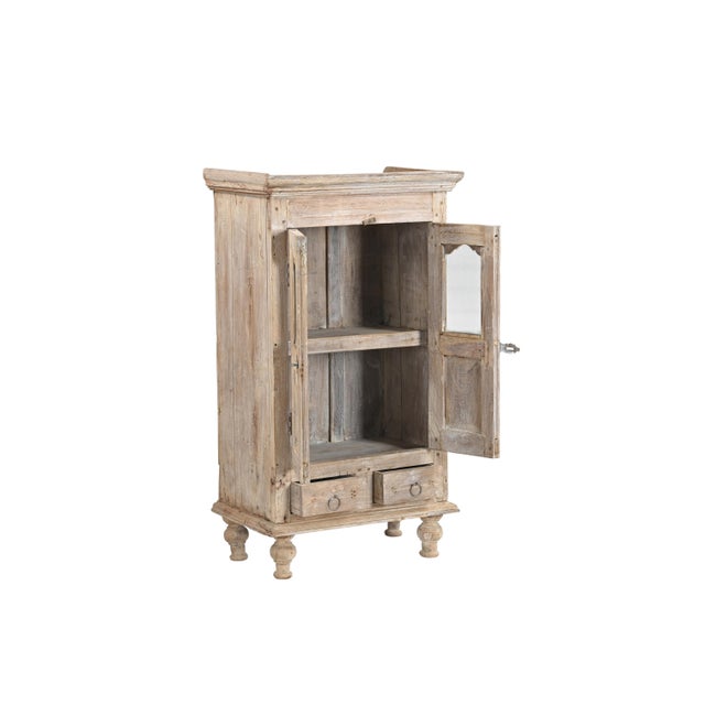 Farmhouse Vintage Indian Bleached Teakwood Small Bookcase/Cabinet For Sale - Image 3 of 4