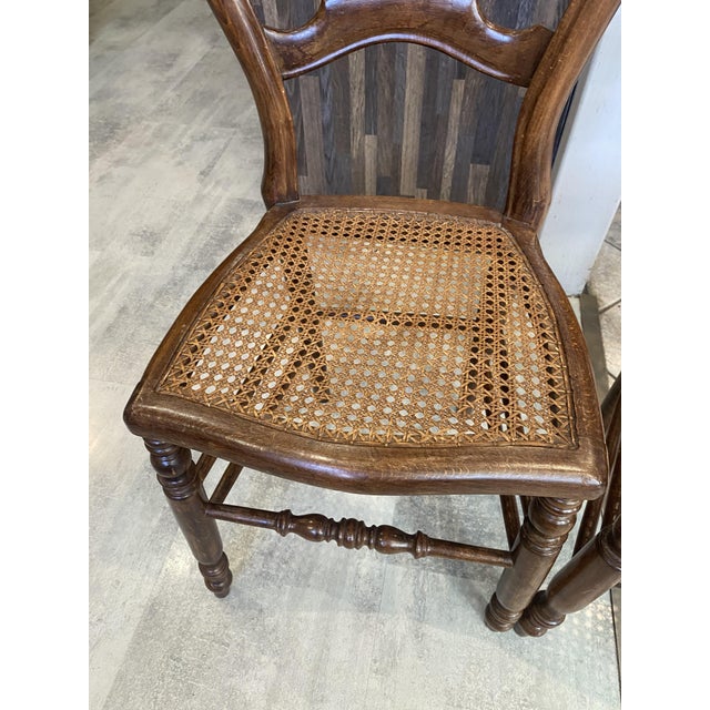 Antique Cane and Wood Chairs, 1890s, Set of 2 For Sale - Image 4 of 18