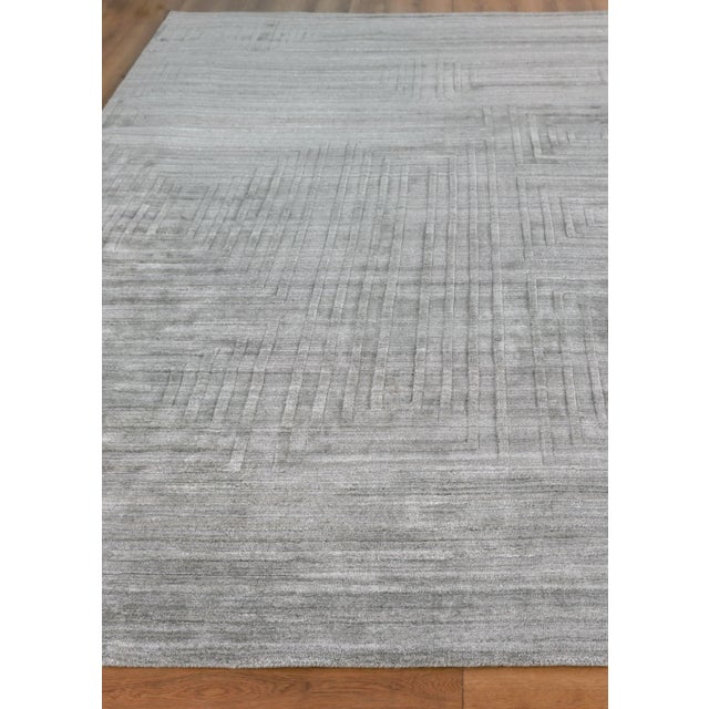 Transitional Exquisite Rugs Castelli Handmade Bamboo Silk & Cotton Gray Rug-9'X12' For Sale - Image 3 of 7