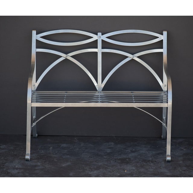 Mid 20th Century English Garden Seat or Bench of Painted Metal in the Regency Style For Sale - Image 5 of 12
