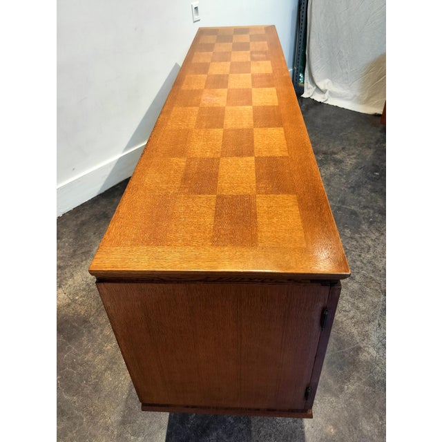 Mid Century Modern French Oak Sideboard With 4 Carved Doors 1960s For Sale In Dallas - Image 6 of 11