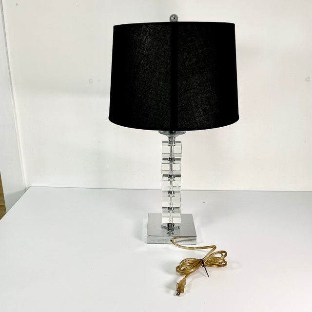 1970s Vintage Contemporary Modern Stacking Square Lucite Cubes Table Lamp For Sale - Image 14 of 16