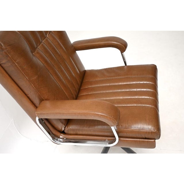 Vintage Leather and Chrome Swivel Desk Chair, 1970 For Sale - Image 9 of 11