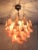 Murano glass style chandelier with pink and white "rondini" assembly one by one in a piece of art, unique and rare Hight-...