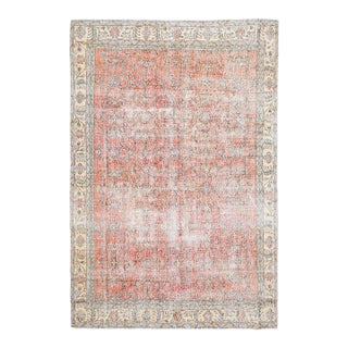 1970s Vintage Turkish Oushak Handmade Wool Cotton Orange Area Rug For Sale