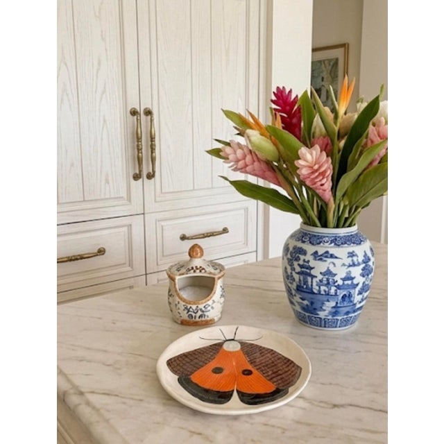 Vintage Studio Ceramic Moth Decorative Plate For Sale - Image 12 of 12