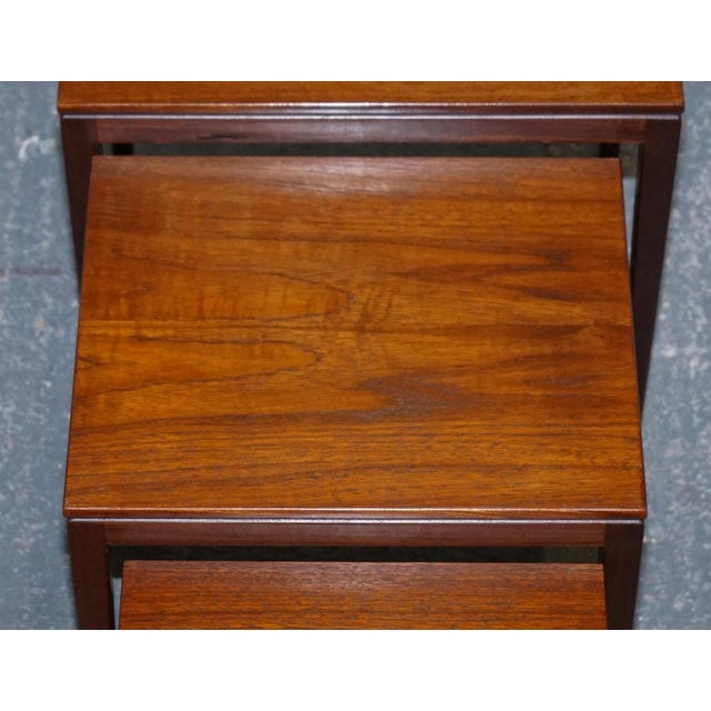 Gold Mid-Centry Danish Teak Nest of Three Tables, 1960s, Set of 3 For Sale - Image 8 of 12