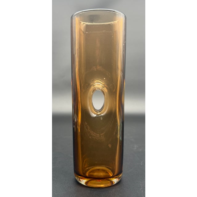 Vintage Venini Forati Vase by Fulvio Bianconi, Amber Murano Glass, Italian Mid Century Modern Art Glass, Circa 1951 For Sale - Image 6 of 18