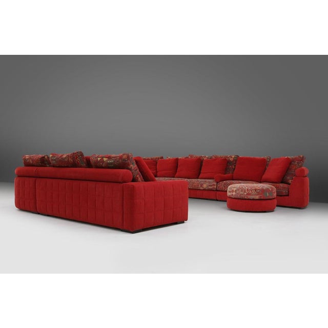 Modular Sofa in Red and Patterned Upholstery from Roche Bobois, 1980s For Sale - Image 13 of 18