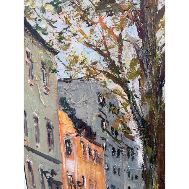 Vintage Original Oil Painting of a Canal Cityscape, Circa 1970s - Signed For Sale - Image 12 of 17