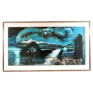 Michael Mazur, Large American Modernist Monotype Michael Mazur The Lake Expressionist Landscape, 1985 For Sale