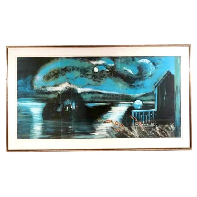 Michael Mazur, Large American Modernist Monotype Michael Mazur The Lake Expressionist Landscape, 1985 For Sale