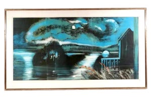 Michael Mazur, Large American Modernist Monotype Michael Mazur The Lake Expressionist Landscape, 1985