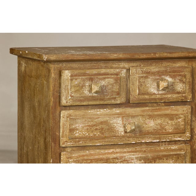 Brown Pair of Distressed Vintage Nightstands with Subtle Brown and Green Patina For Sale - Image 8 of 12