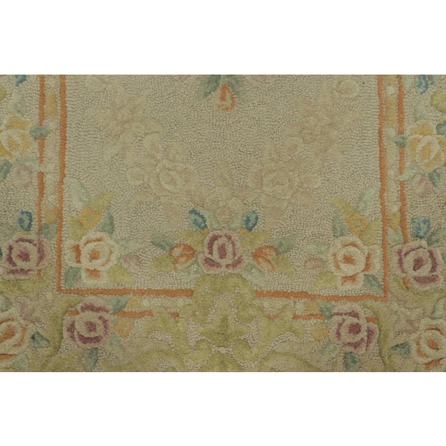 1920s Antique Hooked Rug With Pastel Medallions & Garland Border - Rug & Kilim For Sale - Image 5 of 7