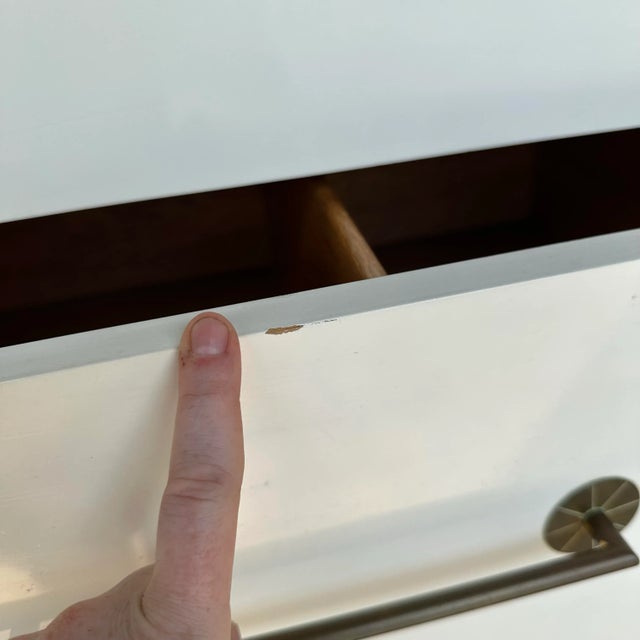 Tommi Parzinger for Parzinger Originals White Lacquer Tall Dresser With Brass Accents For Sale - Image 10 of 12