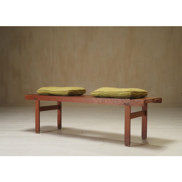 Brown Italian Slatted Bench, 1960s For Sale - Image 8 of 10