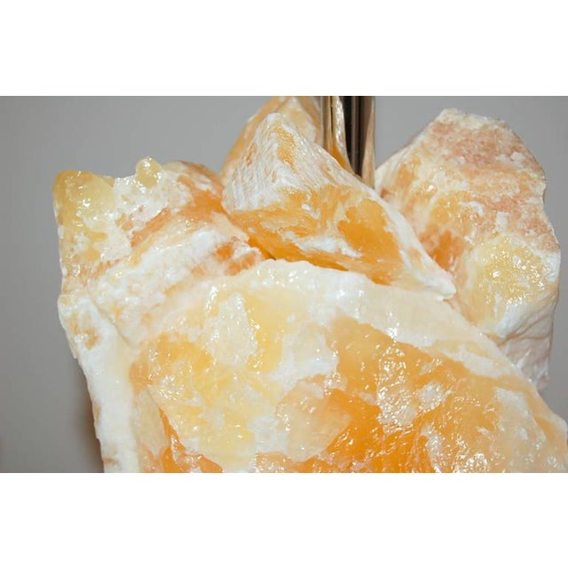 Orange Stone Rock Lamp Table Sculptures in Orange Calcite For Sale - Image 8 of 11