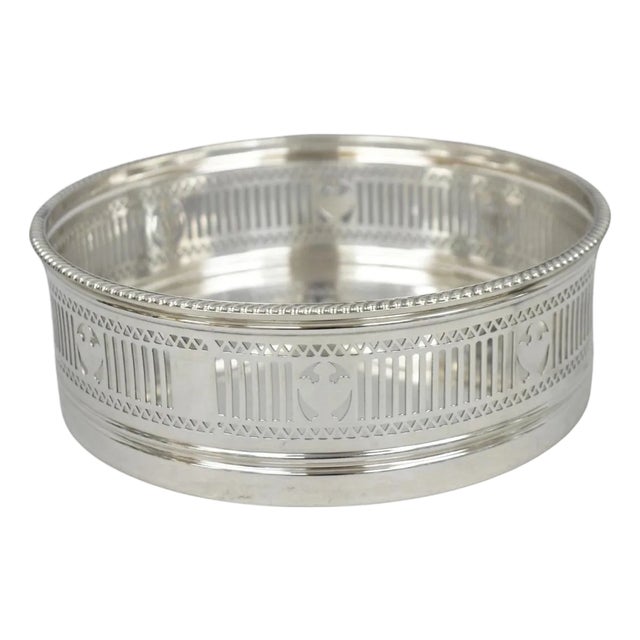 Antique Gorham English Edwardian Silver Plated "Urns" Large 9" Bar Wine Coaster For Sale