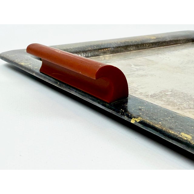 Art Deco Silver Plated Serving Tray with Bakelite Handle from František Bibus & Son, 1930s For Sale - Image 10 of 12