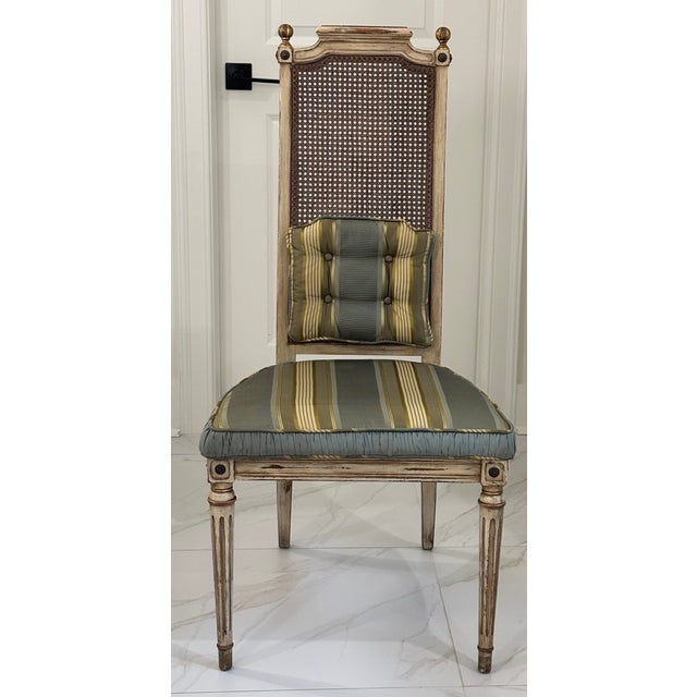 French Vintage Heritage "Grand Tour" Neoclassical Revival Cane Back Desk Chair, Side Chair, Hall Chair, Circa 1960s For Sale - Image 3 of 18