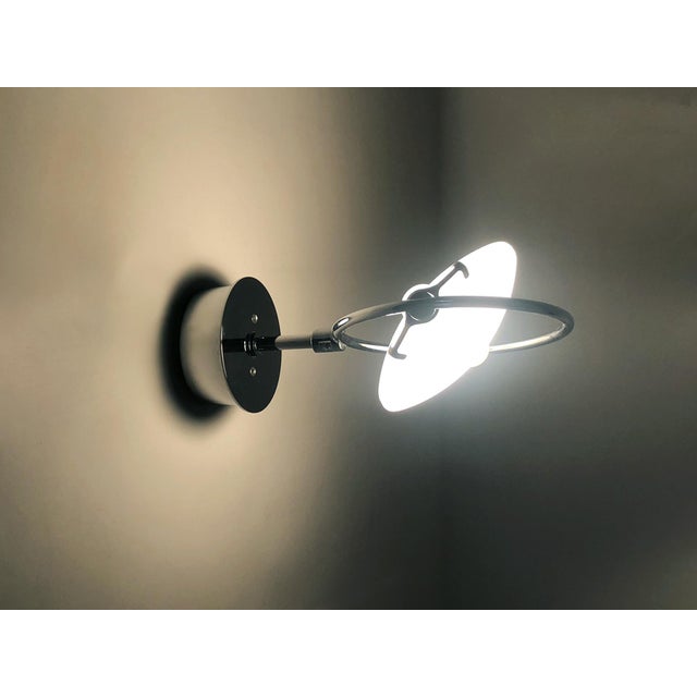 Pair of italian fontana arte nobi wall lights in chrome-plated metal with satin glass chrome-plated or nickel-plated satin...