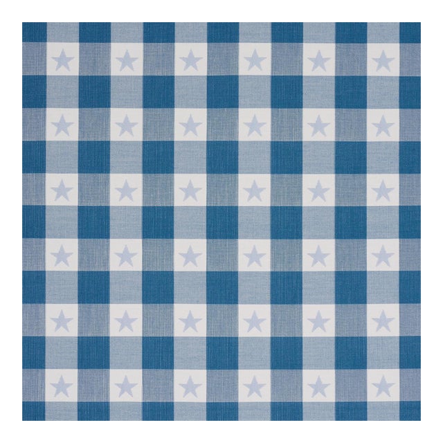 Sample - Schumacher Independence Plaid Fabric in Blue For Sale