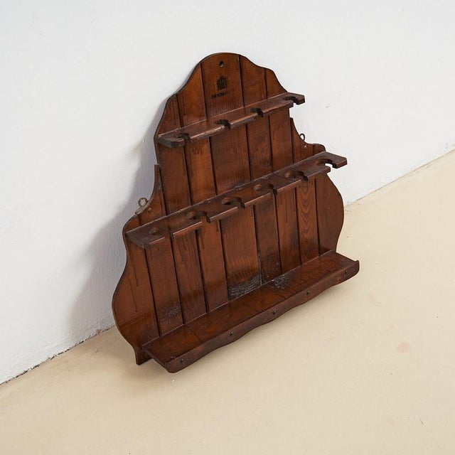 Spice shelf, wooden glass holder height: 60 width: 66 depth: 11 style: rustic production period: 1990 - 1999 design...