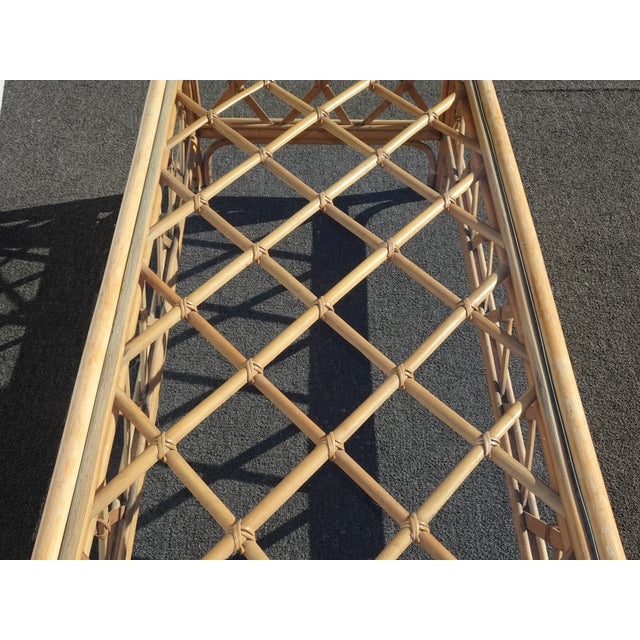 1970s Vintage Coastal Bamboo Coffee Table W Leather Straps ~ Boho Chic For Sale - Image 5 of 12