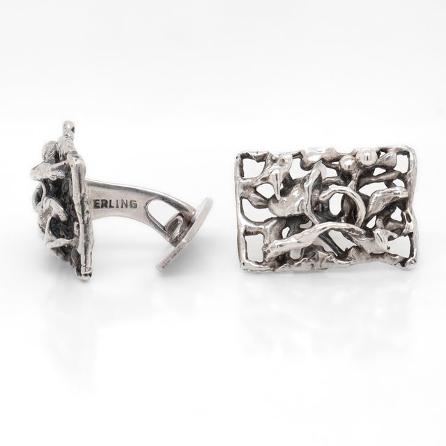 Pair of Signed Aage Weimar Danish Mid-Century Modern Sterling Silver Cufflinks For Sale - Image 12 of 12