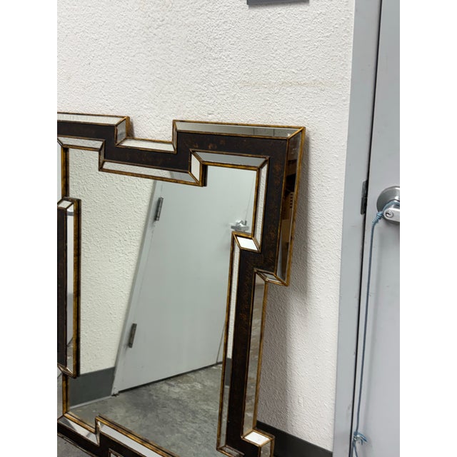 Brown Art Deco Revival Style Custom Design Wall Mirror For Sale - Image 8 of 12