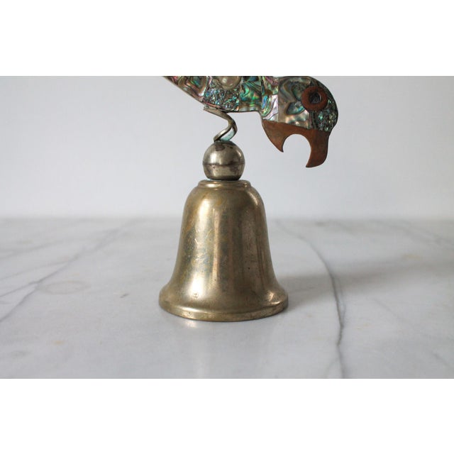 1970s Silver Plate & Abalone Parrot Dinner Bell For Sale In Milwaukee - Image 6 of 9