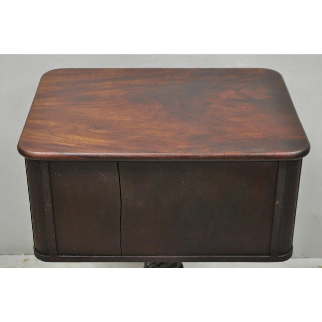 Antique American Empire Carved Paw Foot Pedestal Base Work Stand Side Table For Sale - Image 15 of 18