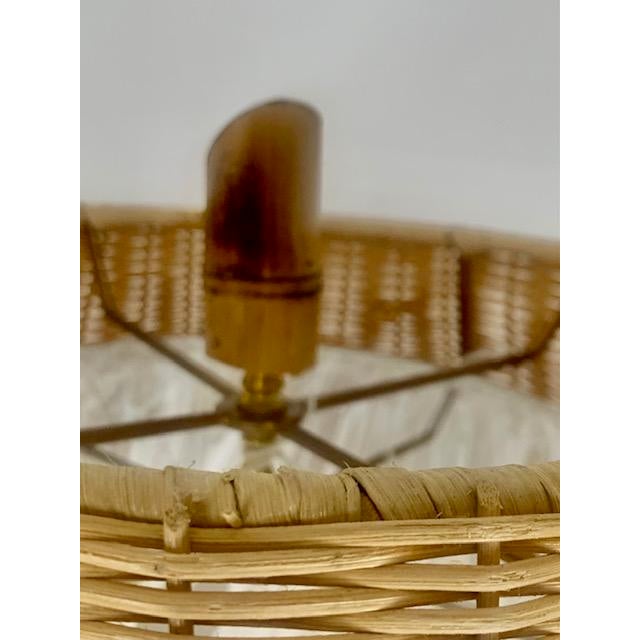 Mid-Century Modern 1950's Faux Bamboo Floor Lamp With Table For Sale - Image 3 of 11