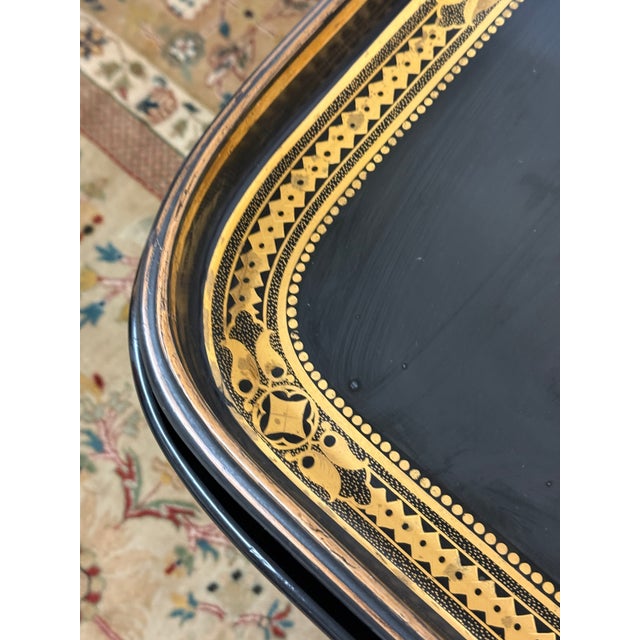 English Black + Gold Tray Table, 19th Century For Sale - Image 10 of 12